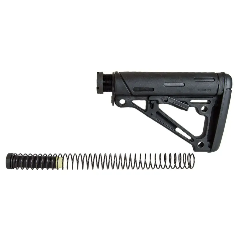 AR-15/M-16 OverMolded Collapsible Buttstock Assembly - Includes Mil-Spec Buffer Tube and Hardware - Black Rubber