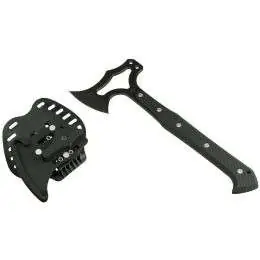 EX-T01 Tomahawk S-7 Black Finish Black Polymer Sheath - G10 Solid Black Scales