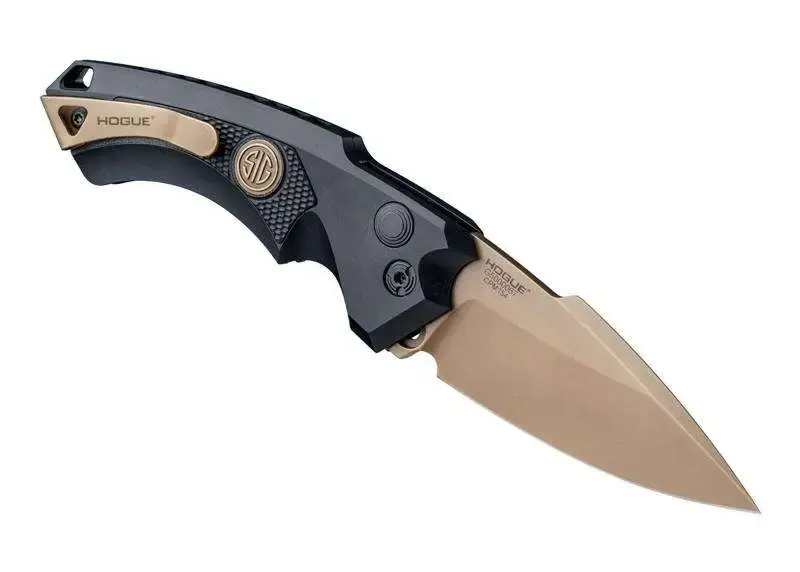EX-A05 3.5" Sig Emperor Scorpion Automatic Folder Spear Point Blade FDE PVD Finish - Black Aluminum Frame Solid Black G10 Insert - FDE Sig Medallion