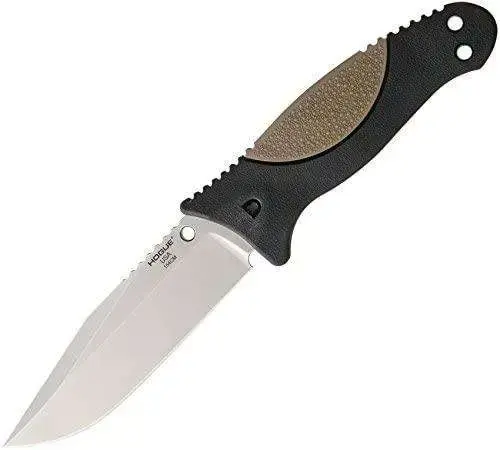 EX-F02 4.5" Fixed Clip Point Blade Tumbled Finish Auto Retention Sheath Black - Rubber OverMolded Frame Dark Earth