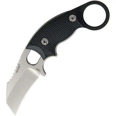 EX-F03 Hawkbill Blade 2.25" G10 Solid Black Scales 6.5" OAL 2 Black Sheath Combo