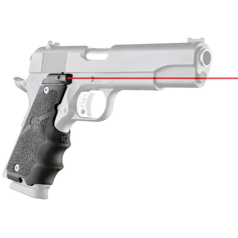 Laser Enhanced Grip Red Laser - Govt. Model Rubber Grip with Finger Grooves Black