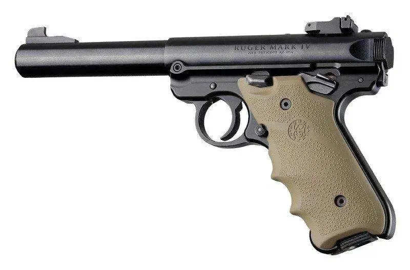 HOGUE GRIPS RUGER MKIV RUBBER GRIP W/ FINGER GROOVES FDE