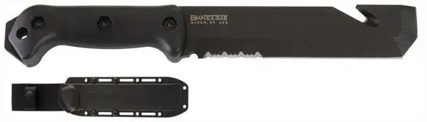 Ka-Bar BK3 Becker Tac Tool 7" Chisel Part Serrated Black 1095 Cro-Van Ultramid Black Handle Fixed