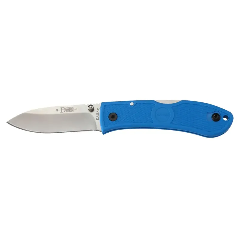 Ka-Bar 4062BL Dozier Hunter 3" Drop Point Plain AUS 8A Steel Zytel Blue Handle Folding