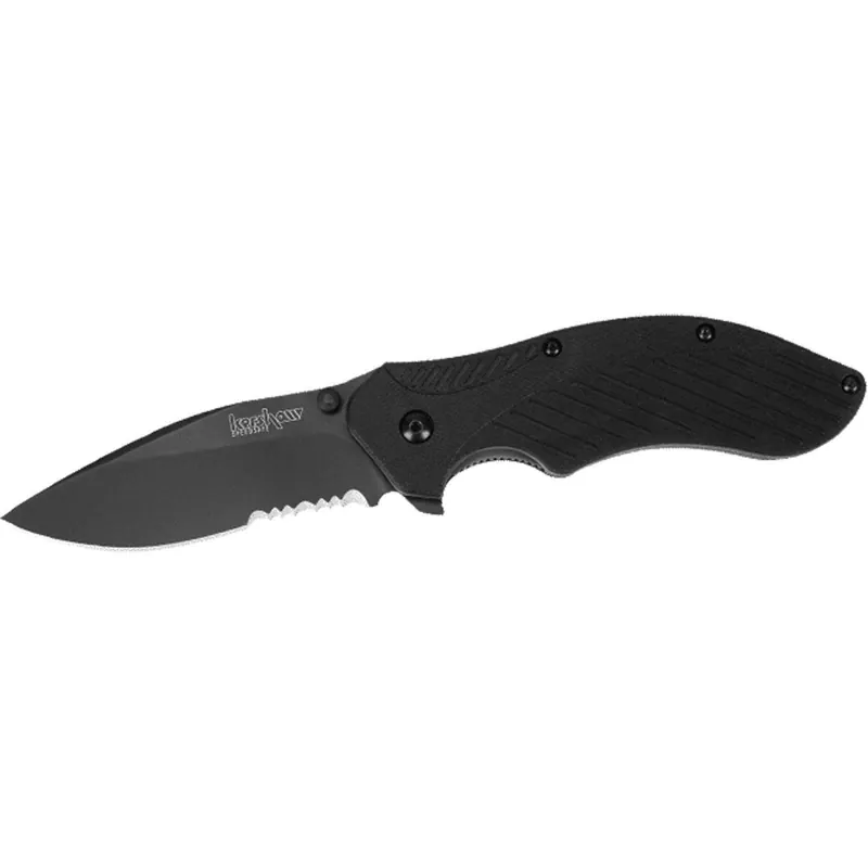 Kershaw 1605CKTST Clash 3.10" Drop Point Part Serrated Black Oxide 8Cr13MoV SS FRN Black Handle Folding