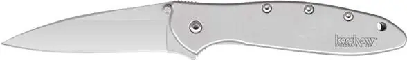 Kershaw 1660 Leek 3" Drop Point Plain Bead Blasted 14C28N Sandvik 410 Stainless Blead Blasted Handle Folding