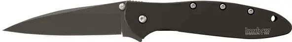 Kershaw 1660CKT Leek 3" Drop Point Plain DLC Black 14C28N Sandvik Stainless Steel DLC Black 410 Stainless Handle Folding