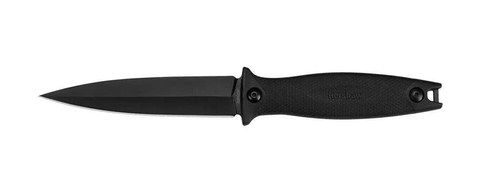 Kershaw 4007 Secret Agent 4.40" Spear Point Plain Black Oxide 8Cr13MoV SS FRN Black Handle Fixed