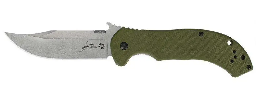 Kershaw 6030 CQC 10K 3.50" Bowie Plain Stonewashed 8Cr14MoV Stainless Steel G10 Olive Green/Stainless Handle Folding