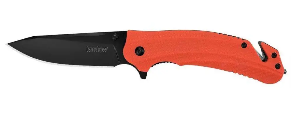 Kershaw 8650 Barricade 3.50" Drop Point Plain Black Oxide 8Cr13MoV SS FRN Orange Handle Folding