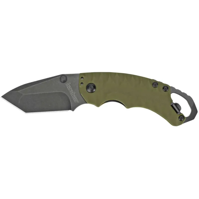 Kershaw 8750TOBLW Shuffle II 2.60" American Tanto Plain Black Oxide 8Cr14MoV SS FRN Olive Green Handle Folding