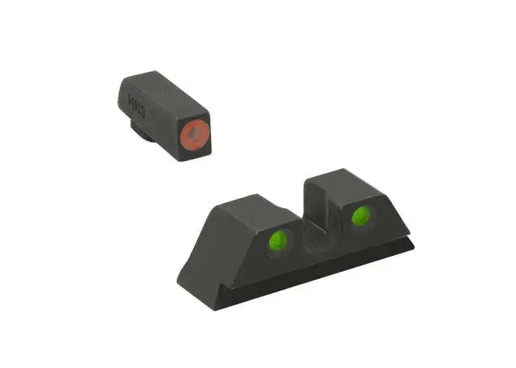 Meprolight | Hyper-Bright or HVS O/U | H&K HK45, HK45C, P30, VP9, SFP9 | Fixed Set | Front and Rear Sights | Orange/Green | Part Number: 0415453131 | ML Code: ML41545O