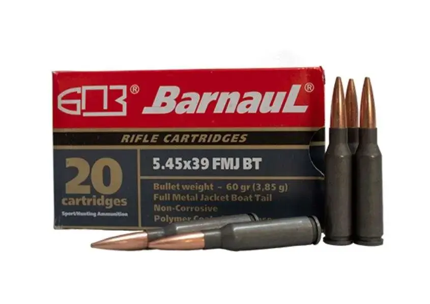 Barnaul 5.45x39 Rifle Ammo - 60 Grain | FMJ-BT | Steel Casing 20Rd/Bx