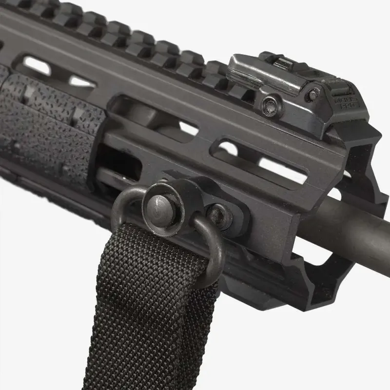 The M-LOK QD Sling Mount provides a forward attachment point for the Magpul MS4 Sling and other push-button QD slings.