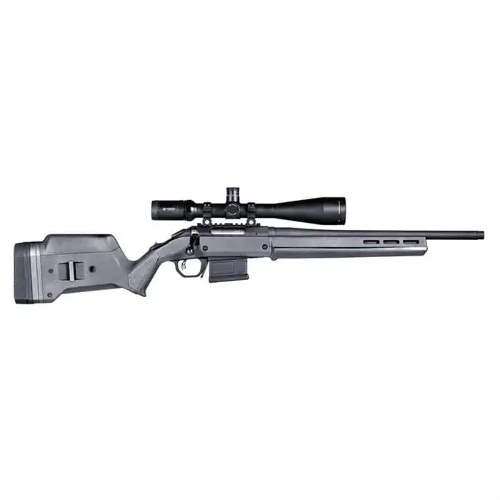 Magpul MAG931-GRY Hunter American Stock Fixed w/Aluminum Bedding & Adj Comb Stealth Gray Synthetic for Ruger American SA