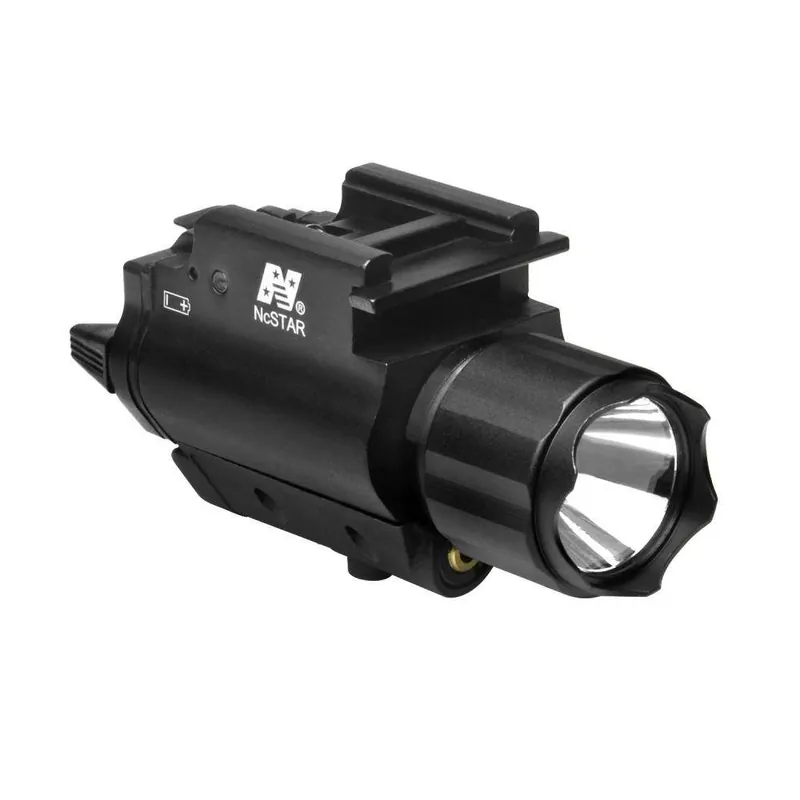 NCStar AQPFLS Flashlight/Laser Red Laser 200 Lumens Universal w/Accessory Rail 635-655 nm Wavelength