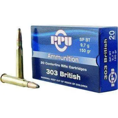 PPU PP303S1 Standard Rifle 303 British 150 gr Soft Point (SP) 20 Round Box