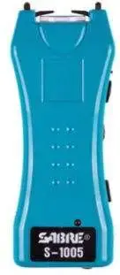 Sabre Mini Stun Gun with Holster 1.6 Million Volts Teal 120 Lumen Flashlight
