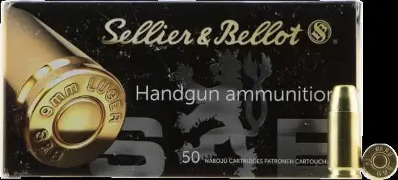 Sellier & Bellot SB9SUBB Handgun 9mm Luger Subsonic 150 gr Full Metal Jacket (FMJ) 50 Round Box