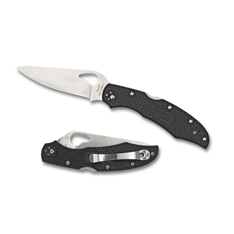 Spyderco BY03PSBK2 Byrd Cara Cara 2 Lightweight 3.75" 8Cr13MoV Stainless Steel Drop Point FRN Black Handle Folding
