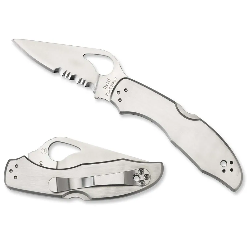 Spyderco BY04PS2 Byrd Meadowlark 2 3" 8Cr13MoV Stainless Steel Drop Point Stainless Handle Folding