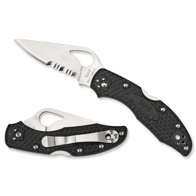 Spyderco BY04PSBK2 Byrd Meadowlark 2 Lightweight 3" 8Cr13MoV Stainless Steel Drop Point Stainless Steel Black Handle Folding