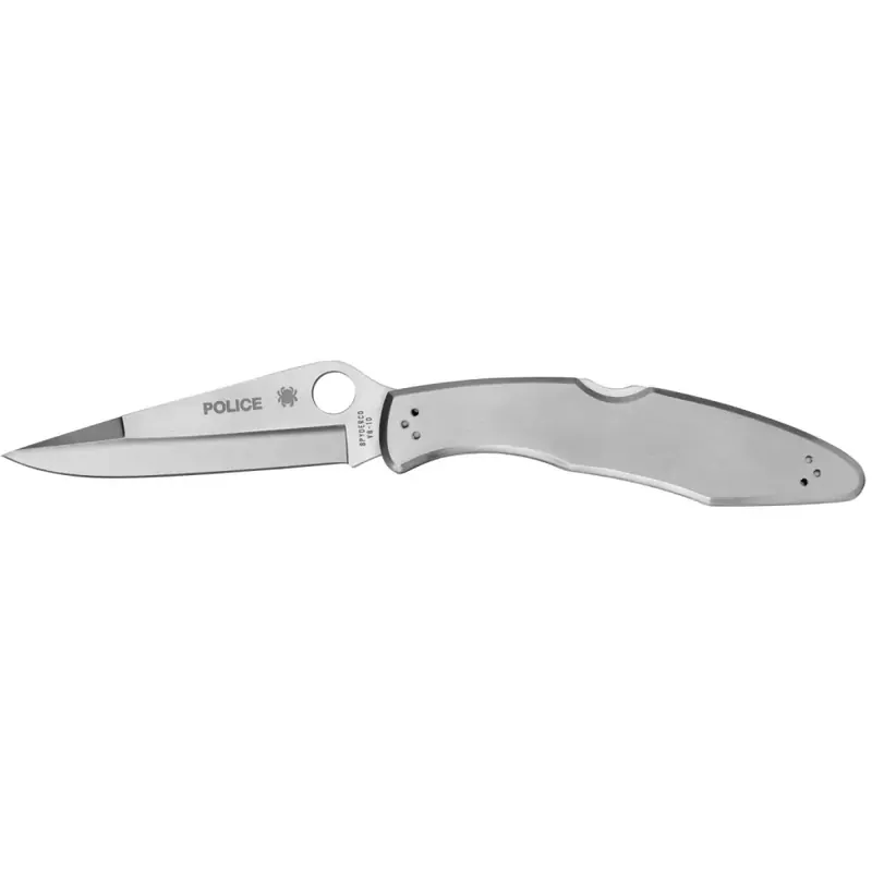 Spyderco C07P Police 4.13" VG-10 Stainless Steel Clip Point Stainless Handle Folding Plain Edge