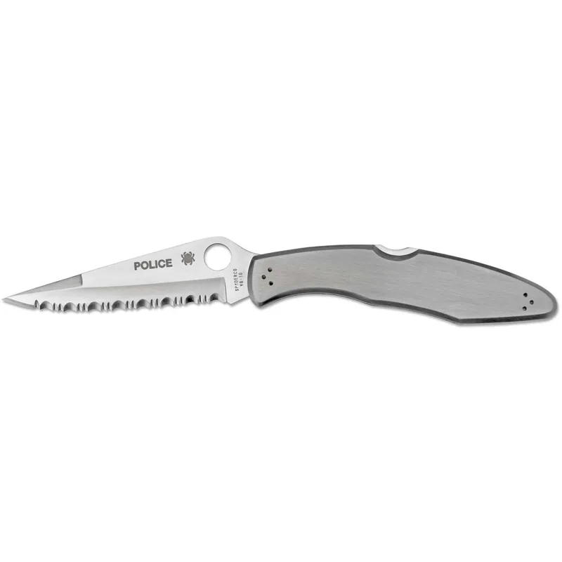 Spyderco C07S Police 4.13" Clip Point Serrated Stainless Steel Handle Folding