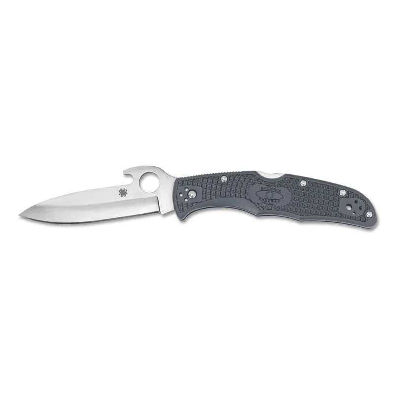 Spyderco C10PGYW Endura 4 Lightweight Emerson 3.81" VG-10 Stainless Steel Drop Point w/Gut Hook FRN Gray Handle Folding
