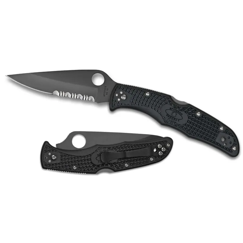 Spyderco C10PSBBK Endura 4 Lightweight 3.75" Clip Point Part Serrated FRN Black Handle Folding