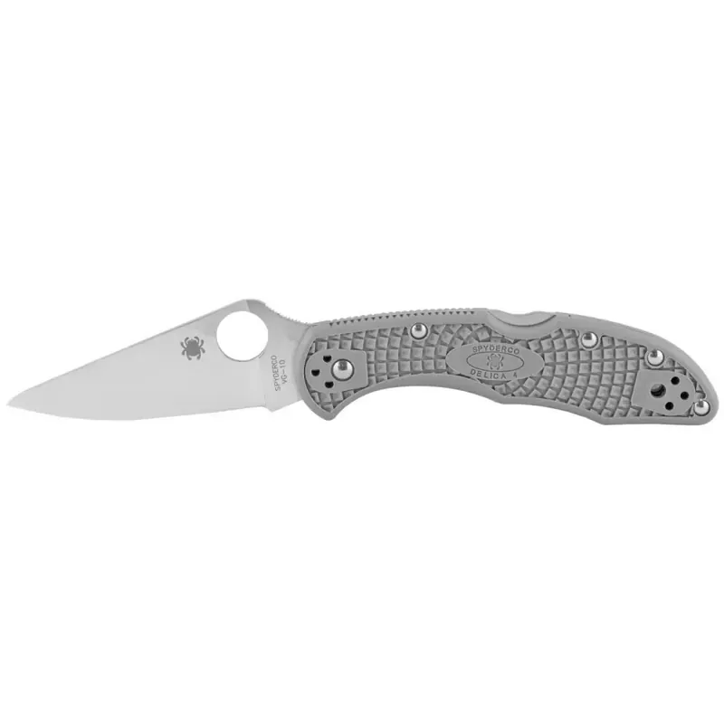Spyderco C11FPGY Delica 4 Lightweight 2.88" VG-10 Stainless Steel Flat Ground FRN Gray Handle Folding