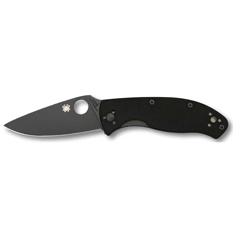 Spyderco C122GBBKP Tenacious 3.39" Drop Point Plain G10 Black Handle Folding