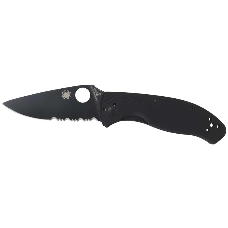 Spyderco C122GBBKPS Tenacious 3.38" 8Cr13MoV Stainless Steel Black Drop Point G10 Black Handle