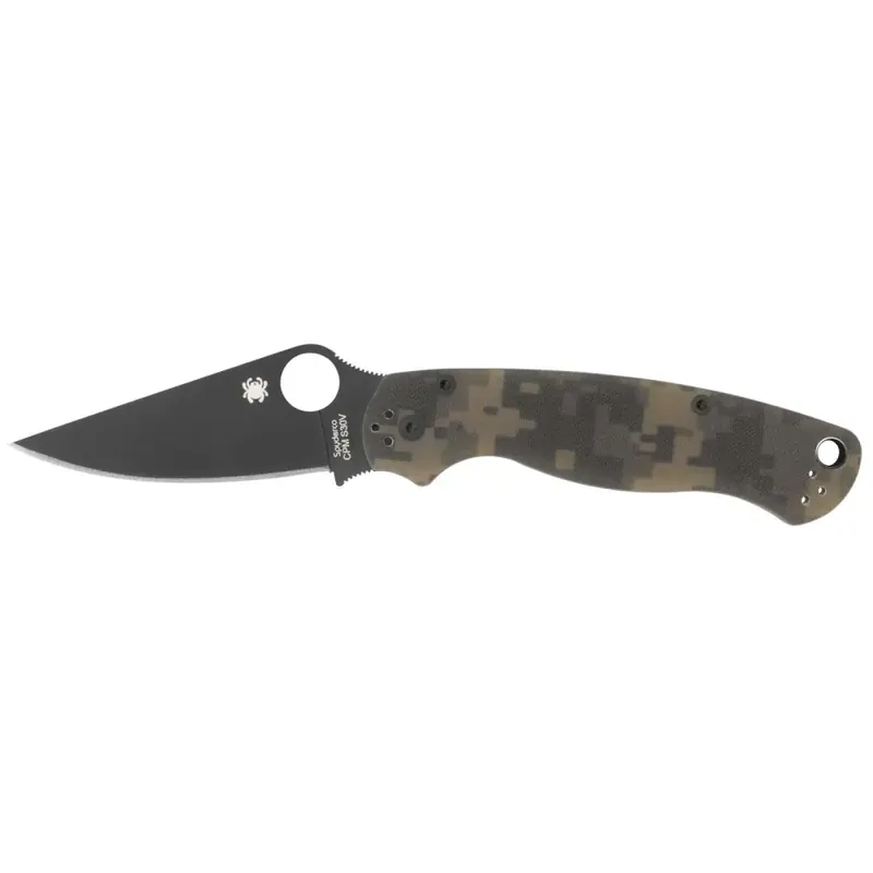 Spyderco C Para Military 2 3.44" Plain CPM S30V Stainless Steel Black CPM S30V G10 Digital Camo Handle Folding