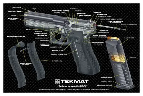 TekMat TEKR17GLOCKCA Original Cleaning Mat Glock 3D Cutaway 11" x 17"