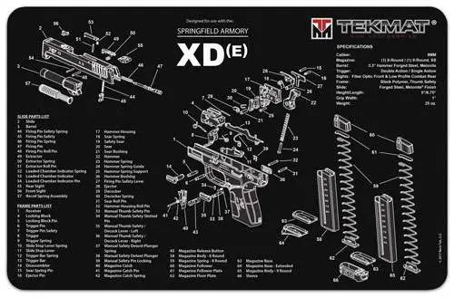 TekMat TEKR17XDE Original Cleaning Mat Springfield XDE Parts Diagram 11" x 17"