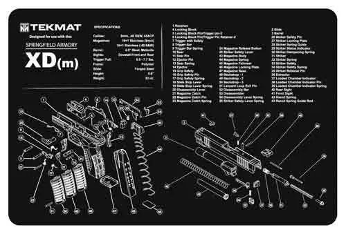 TekMat TEKR17XDM Original Cleaning Mat Springfield XDM Parts Diagram 11" x 17"