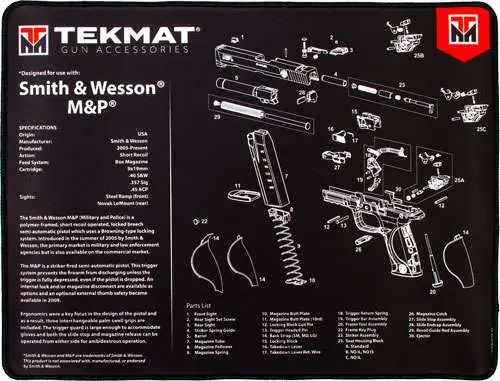 TekMat TEKR20SWNP Ultra Premium Cleaning Mat S&W M&P Parts Diagram 15" x 20"