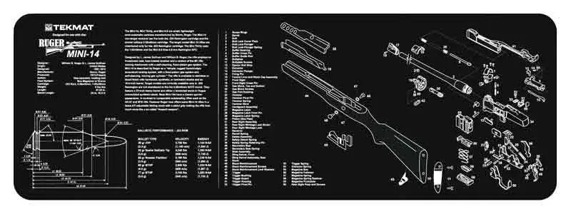 TekMat TEKR36MINI14 Original Cleaning Mat Ruger Mini 14 Parts Diagram 12" x 36"