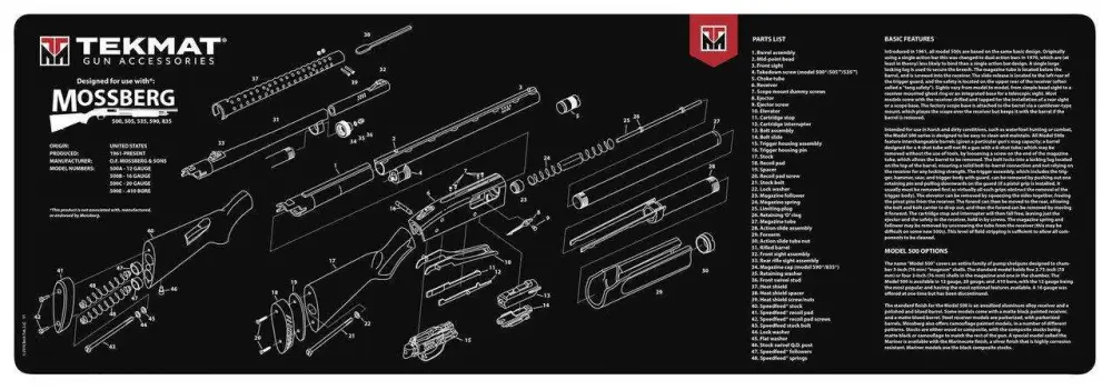TekMat TEKR36MOSSBERGG Original Cleaning Mat Mossberg Shotgun Parts Diagram 12" x 36"
