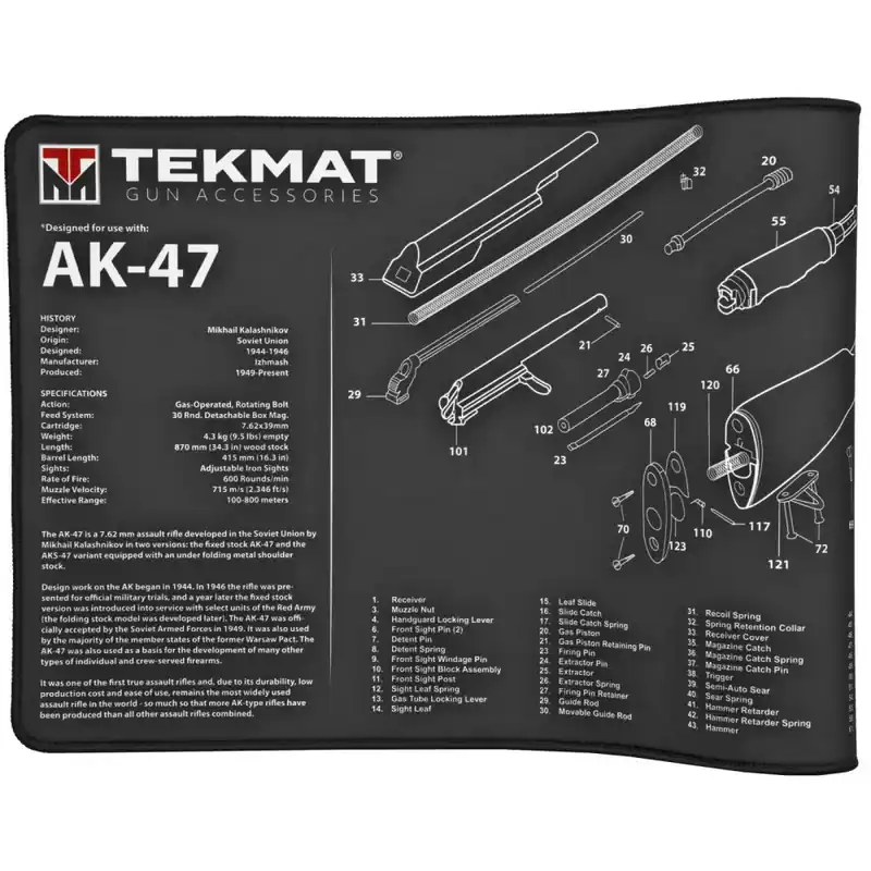 TekMat TEKR44AK47 Ultra Premium Cleaning Mat AK-47 Parts Diagram 15" x 44"