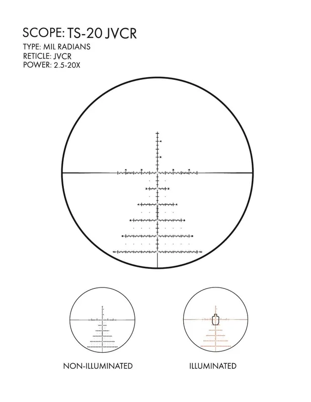 2.5-20x50mm FFP Illuminated JVCR Reticle Black