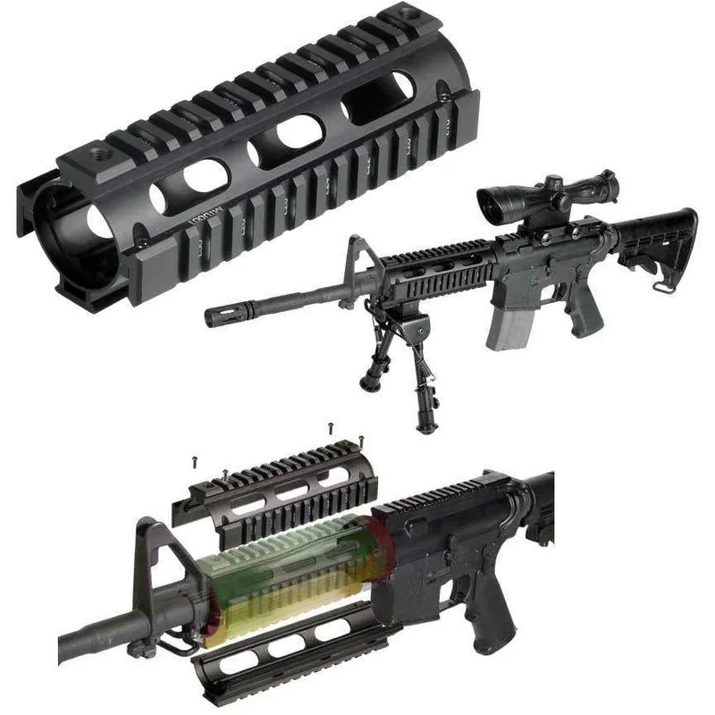 UTG Pro MTU001 Pro Quad Rail Carbine AR-15 Black Hardcoat Anodized Aluminum Picatinny