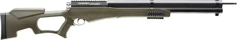 Umarex USA 2252659 Air Saber PCP Umarex Straight Flight Technology Arrows 1rd Black Green Fixed Thumbhole Stock