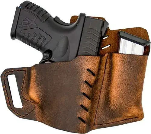 Versacarry 62103 Commander Distressed Brown Buffalo Leather OWB Sig P290 Right Hand Size 3