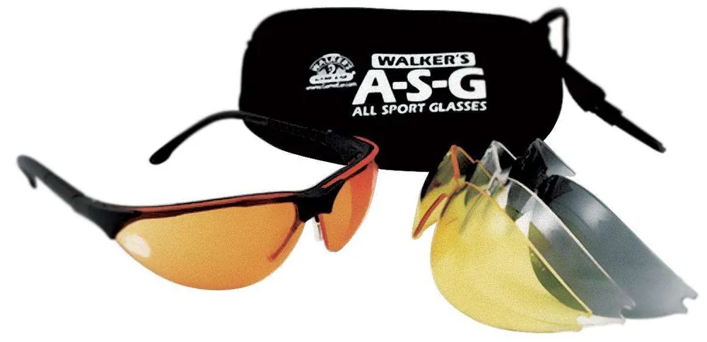 Walkers GWPASG4L2 Sport Glasses Combo Kit Polycarbonate Clear, Smoke Gray, Amber, Yellow Lens w/Black Frame