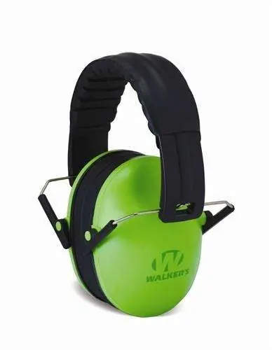 Walkers GWPFKDMLG Passive Baby & Kids Folding Polymer 22 dB Over the Head Lime Green Ear Cups w/Black Band
