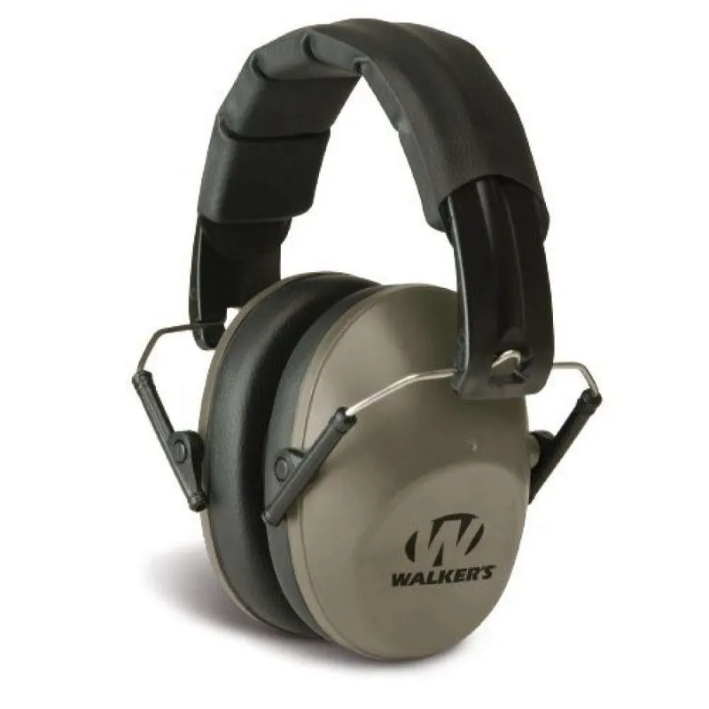 Walkers GWPFPM1FDE Pro Low Profile Polymer 22 dB Over the Head Flat Dark Earth Ear Cups w/Black Band