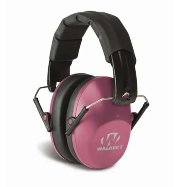 Walkers GWPFPM1PNK Pro Low Profile Polymer 22 dB Over the Head Pink Ear Cups w/Black Band